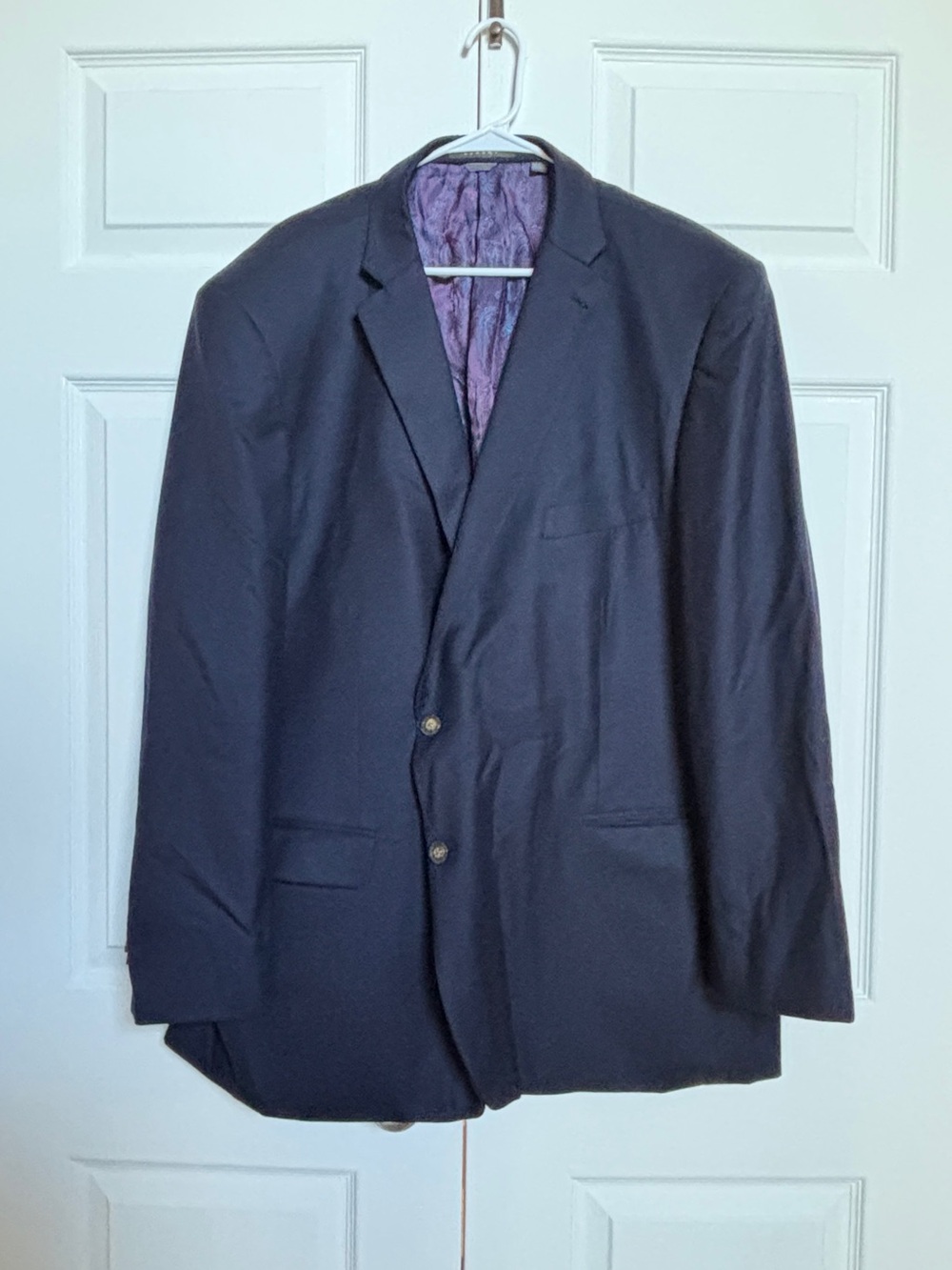 Indochino Luxury 56R Wool Cashmere Navy Sport Coat Blazer Paisley Lining